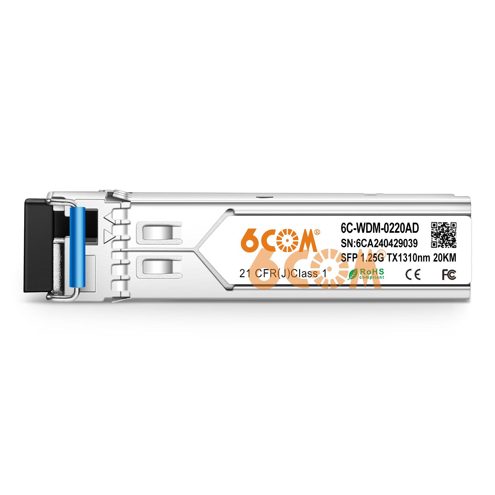 SFP-1GBX-U-20 1000BASE BiDi SFP 1310nm-TX/1550nm-RX 20km Simplex LC Optical Transceiver Module